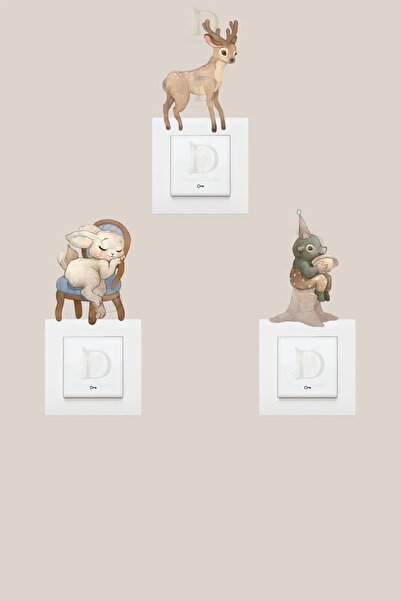 KT Decor Set de autocolante cu 3 prize pentru camera copiilor Forest Friends