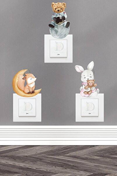 KT Decor Меки цветни животни Комплект от 3 стикера за детска стая