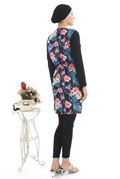 EB beachwear Flower Patterned Water Repellent Parachute Fabric Hijab Swimsuit