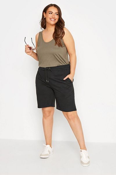 Stil Diva Large Size Pocketed Drawstring Waist Loose Cut Jogger Shorts124734