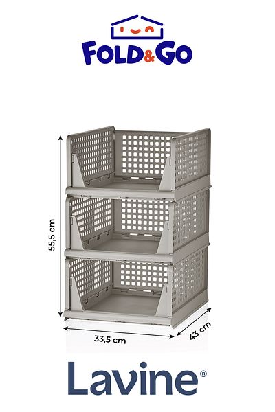 obido Lavine *3 Pieces* Multi-Purpose Sliding Shelf Cabinet Clothes and Home Accessory Organizer ”Soil”