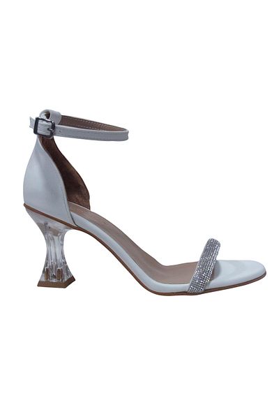Ventes White Diamond Stone Single Strap Buckle Sandals Shoes