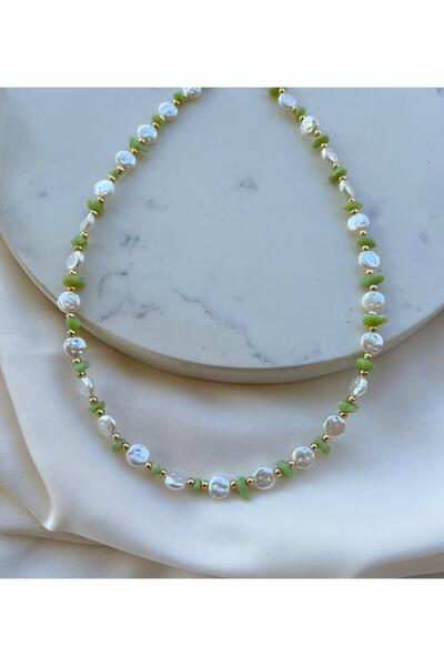 Orvix Accessories الأخضر الأبيض حبة مزخرفة الصيف المرأة قلادة مساء قلادة خمر ...