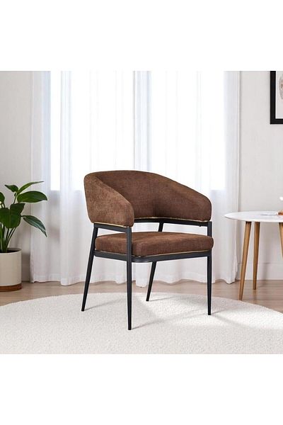 Generic Dining chair, Fabric Dining Side Chair With Metal Frame 83x58x54cm Brown