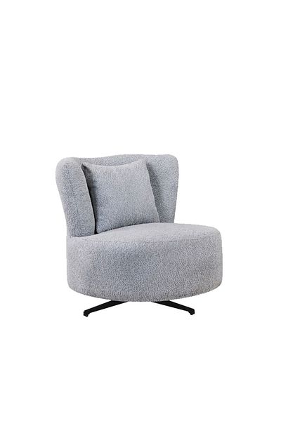 Generic Swivel Boucle Chair Oversized Lazy chair with 360-Degree Base for Living Room Grey