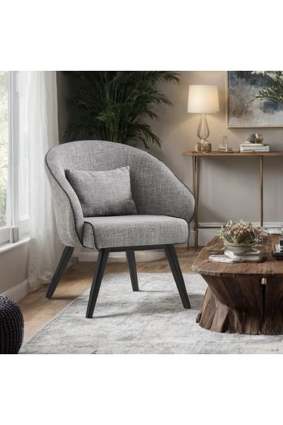 Generic Dining chair, Fabric Dining Side Chair With Black Legs Grey