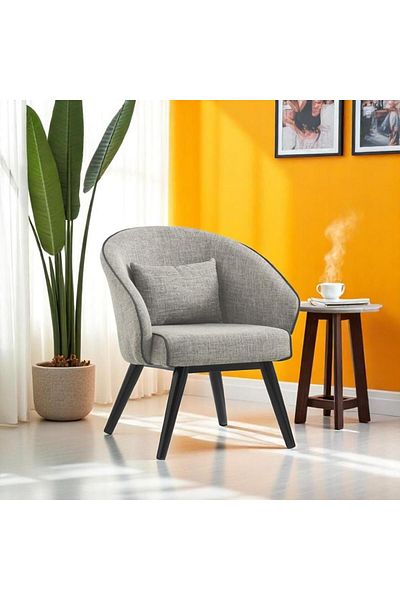Generic Dining chair, Fabric Dining Side Chair With Black Legs Biege