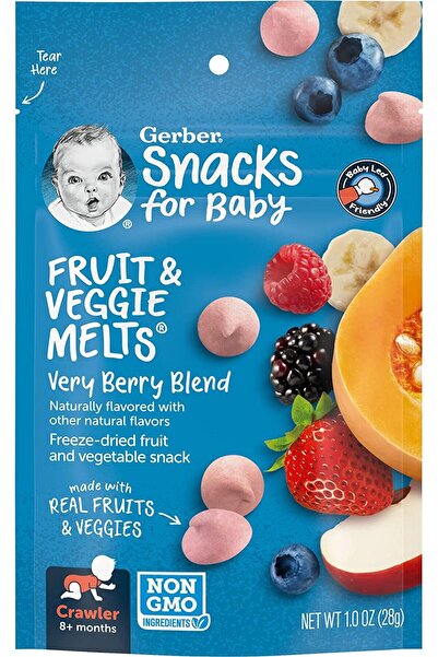 GERBER Fruit & Veggie Melts, Very Berry Blend, Karışık meyveler, 8 ay sonrası, 8+ Months, 1 oz (28 g)