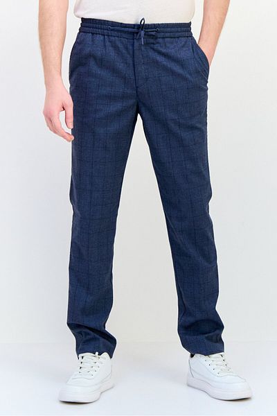 CELIO Men Smart Fit Checkered Jogger Pants, Dark Grey