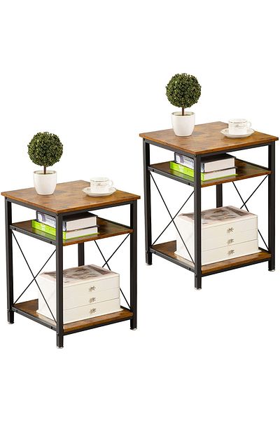 sharpdo 2-Piece Side Table Furniture Set, Multifunctional Coffee Table Combination 40*40*56CM