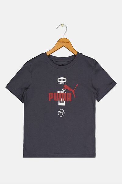 Puma Kids Boy Sportswear Fit Short Sleeve Outdoor T Shirt, Grey