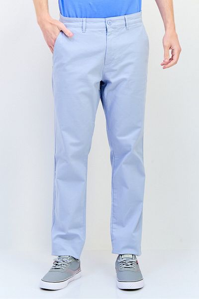 CELIO Men Slim Fit Solid Chino Pants, Light Blue