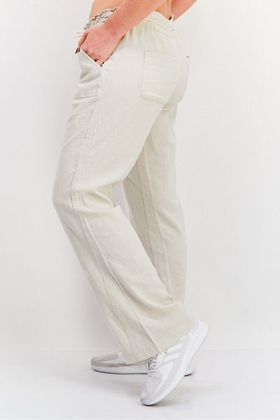 Roxy Women Regular Fit Textured Wide Leg Pants, Beige