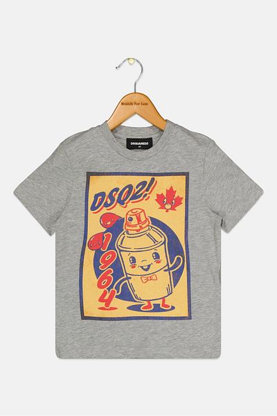 DSquared2 Toddlers Boy Short Sleeves Graphic Print T-shirt, Heather Grey
