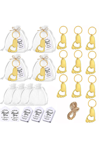 Choice Gold 10 set baby shower gift set small foot bottle opener keychain souvenir with hard gauze bag than