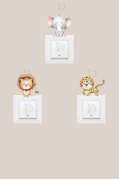 KT Decor Little Safari Animals Kids Room Socket Sticker Set