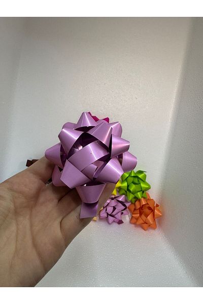 Ambalaj Evi Adhesive Polar Star Bow Gift Adhesive Large Colorful Bow Parcel Ornament 24 Pieces