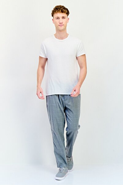 CELIO Men Jogger Fit Checkered Straight Pants, Grey