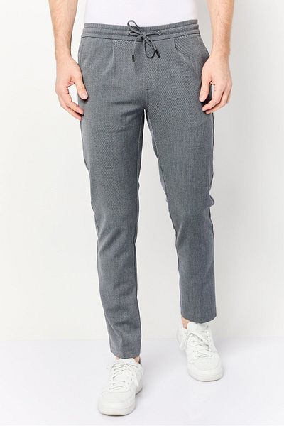CELIO Men Regular Fit Textured Straight Leg Pants, Grey