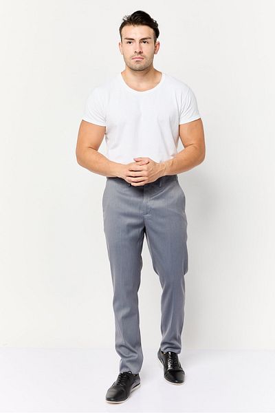 CELIO Men Slim Fit Chambray Dress Pants, Dark Grey