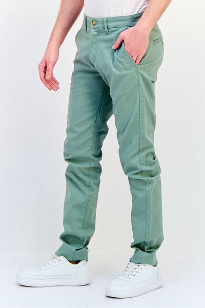 CELIO Men Slim Fit Solid Chino Pants, Sage Green