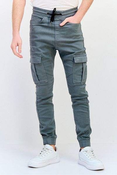 CELIO Men Regular Fit Plain Cargo Pants, Grey