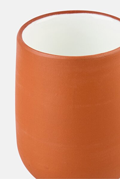 Earth Solid Ceramic Mug With Wooden Saucer 350 ml, Brown