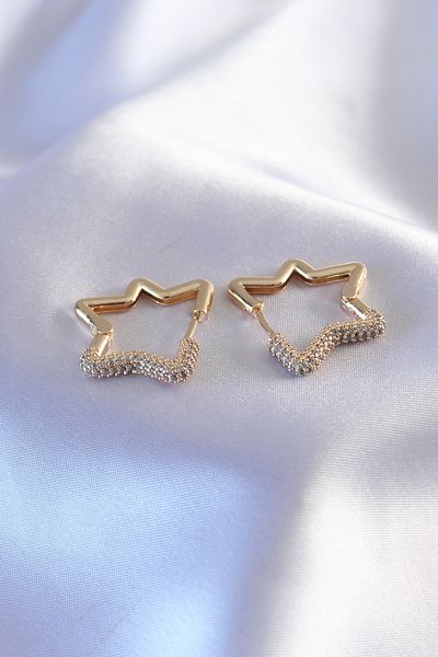 Skygo Gold Color Zircon Stone Star Model Women's Earrings - Tj-Bkp7236