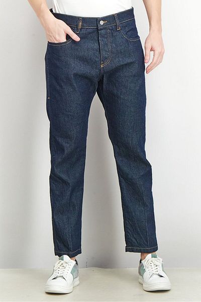 Diesel Men Straight Fit Textured Non-Stretchable Denim Jeans, Navy