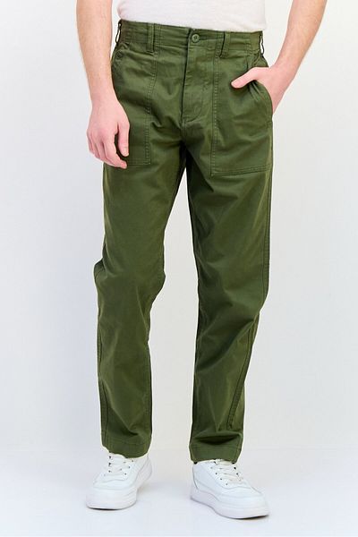CELIO Men Regular Fit Solid Chino Pants, Army Green