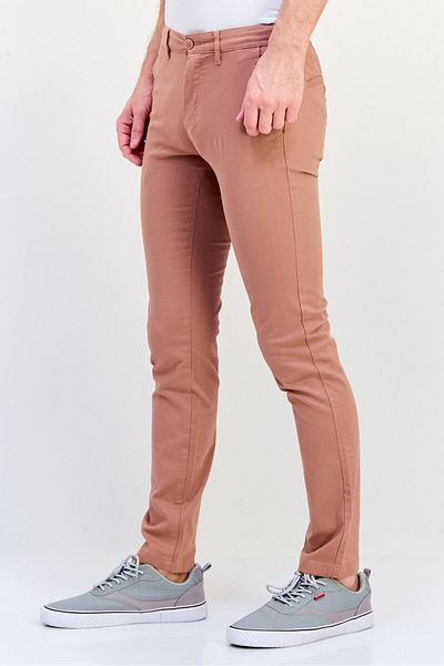 CELIO Men Slim Fit Solid Stretchable Chino Pants, Old Rose