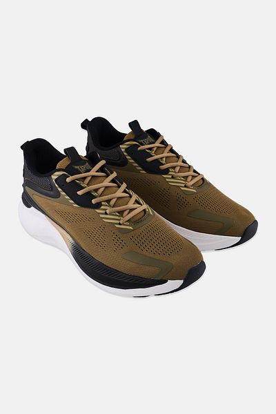 Tapout Men Brand Logo Lace Up Outdoor Shoes, Brown