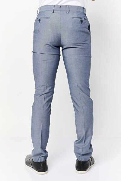 CELIO Men Slim Fit Plain Dress Pants, Light Blue