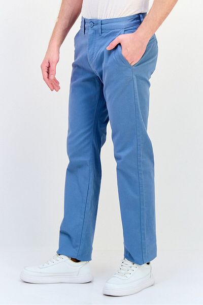CELIO Men Straight Fit Solid Chino Pants, Slate Blue