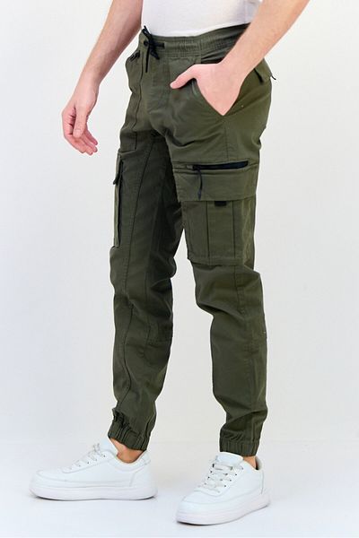 CELIO Men Regular Fit Plain Jogger Pants, Dark Olive