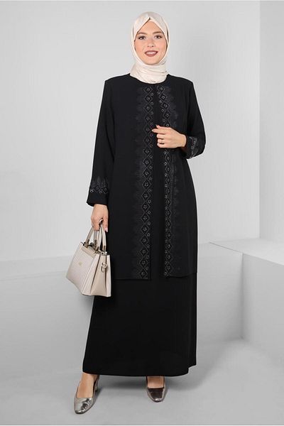 Alvina BICYCLE COLLAR STONE DETAIL CREPE DRESS 20383