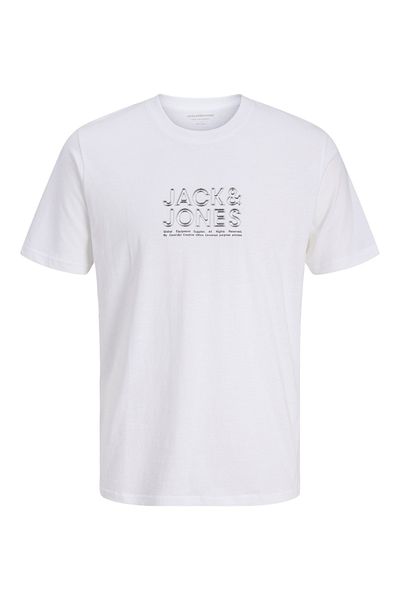 Jack & Jones Λευκό μπλουζάκι με λογότυπο με λαιμόκοψη