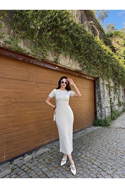 Ware Kadın Fitilli Yarım Kol Elmas Elbise