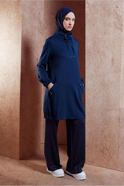 Alvina 45075 Model Tunic - Lace-Up Collar