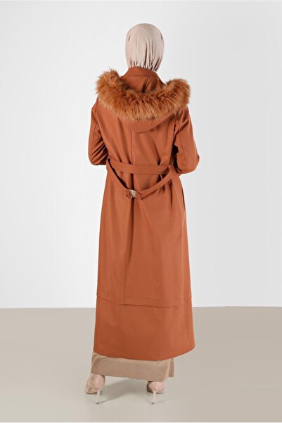 Alvina Belted MANTO 90215 WITH HOODED FUR DETAIL