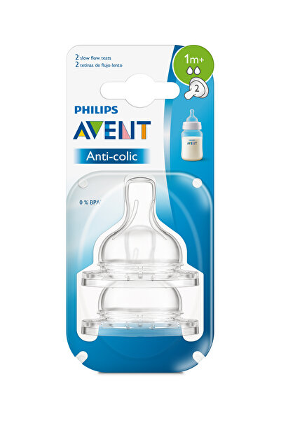 Philips Avent حلمة رضاعة كلاسيكية من السيليكون لعمر شهر واحد وفتحتين