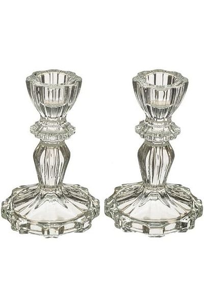 Other Transparent Glass Candle Holder For Tapered Candles (SET OF 2)