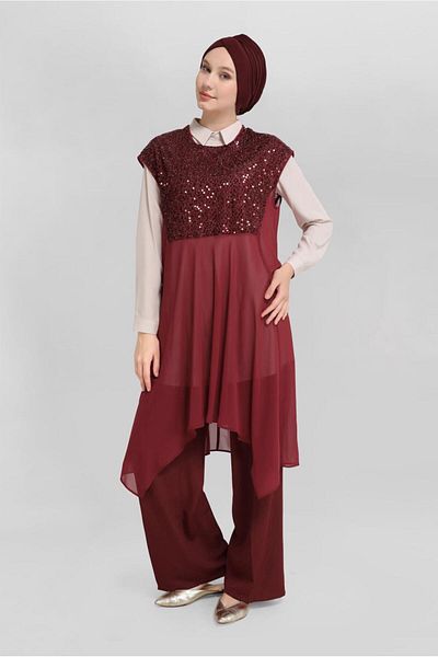 Alvina 40569 Model Double Tunic with Sequins
