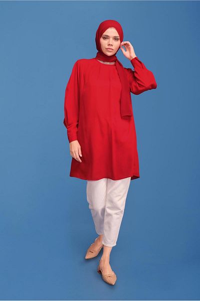 Alvina Stone Printed Tunic with Collar and Arms 41741