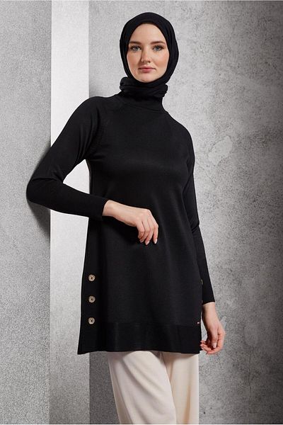 Alvina 45018 Model Button Detailed Knitwear Tunic