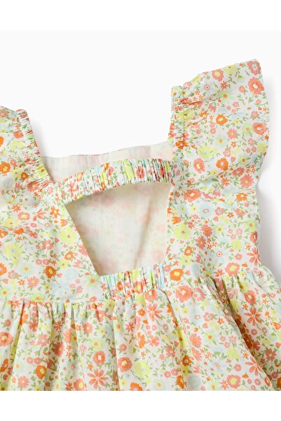 Ziddy Floral Cotton Dress for Baby Girls, Multicoloured