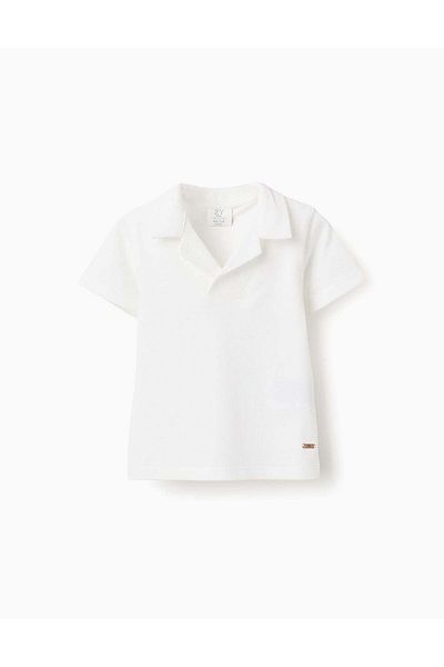 Ziddy Cotton Piqué T-shirt for Baby Boys, White