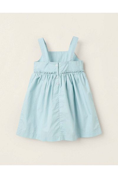 Ziddy Sleeveless Poplin Dress for Baby Girls, Aqua Green