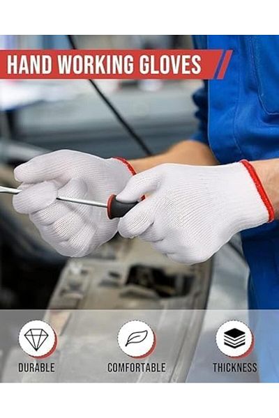Generic Comfortable Knitted Anti-slip Work Gloves, Breathable And Durable Protective Gloves, 10-pcs