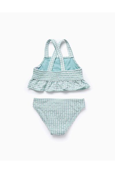Ziddy Vichy Bikini with Ruffles for Girls 'B&S', Aqua Green